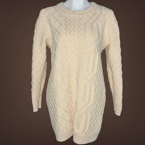 Women's Pendleton Cream Cable Knit Sweater, Cotton/Cashmere Blend, Large